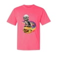 thumbnail image 1 of Wild Bobby, Funny Graphic Astronaut Cat in Space on Cheeseburger, Animal Lover, Garment-Dyed Washed Look Short Sleeve T-Shirt, Neon Pink, 2XL, 1 of 3