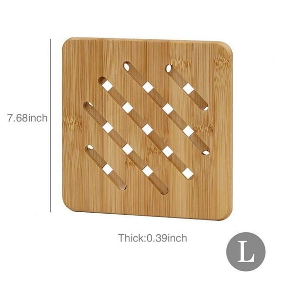 Topumt Table Solid Bamboo Wood Trivets for Hot Dishes Pot w/Non-slip Pads Heat Resistant Pads