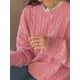 thumbnail image 2 of Suéter de cuello redondo con bordado de poni Ruff, tejido de punto para el cabello, chaqueta tipo suéter con base holgada, 2 of 6