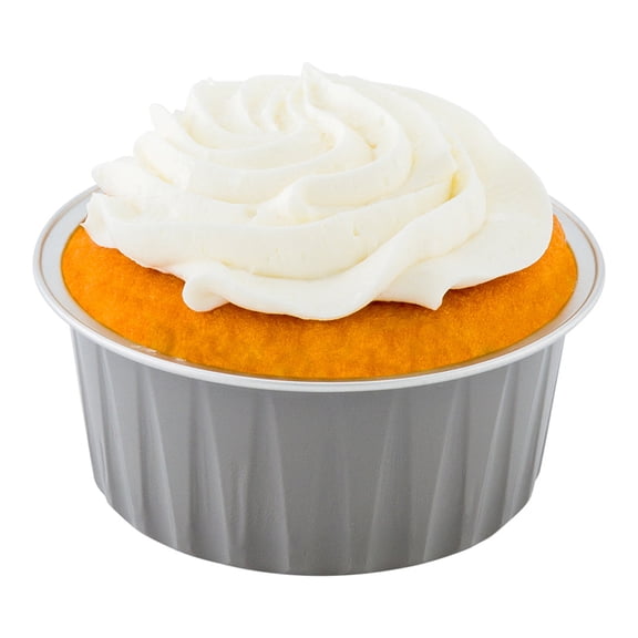 Foil Lux 4 oz Round White Aluminum Baking Cup - Lids Available - 3 1/4" x 3 1/4" x 1 1/2" - 100 count box