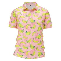 Mens Polo Shirts Tops Banana Printed Short Sleeve Outdoor Leisure Mens Casual Shirts,OTHER,XL
