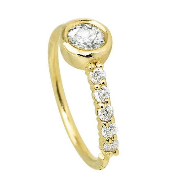 20G 14K Yellow Gold Bezel Set 0.12 ctw Diamond Nose Hoop Ring Twist-open 5/16"(8mm) Half EternityNose Ring, Unisex 14KNH072BZWA-YWD