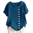 thumbnail image 2 of DPTALR Blouse Tunique Décontractée pour Femmes Grande Taille Col Rond Imprimé Boutons Amples, 2 of 4
