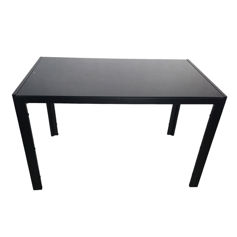 Kepooman Rustic Dining Table, Tempered Glass Kitchen Table, Black Kepooman Rustic Dining Table, Tempered Glass Kitchen Table, Black