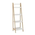 thumbnail image 2 of 4-Tier Ladder Bookshelf with Solid Bamboo Wood Multifunctional Display Bookcase Ladder Shelf freestanding for Home Office White Shelf, 2 of 6