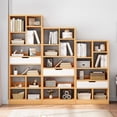 thumbnail image 4 of IOTXY Wooden Open Display Bookcase - 51" Height 7 Cubes Freestanding Storage Bookshelf with Drawer, Maple Yellow, 4 of 6