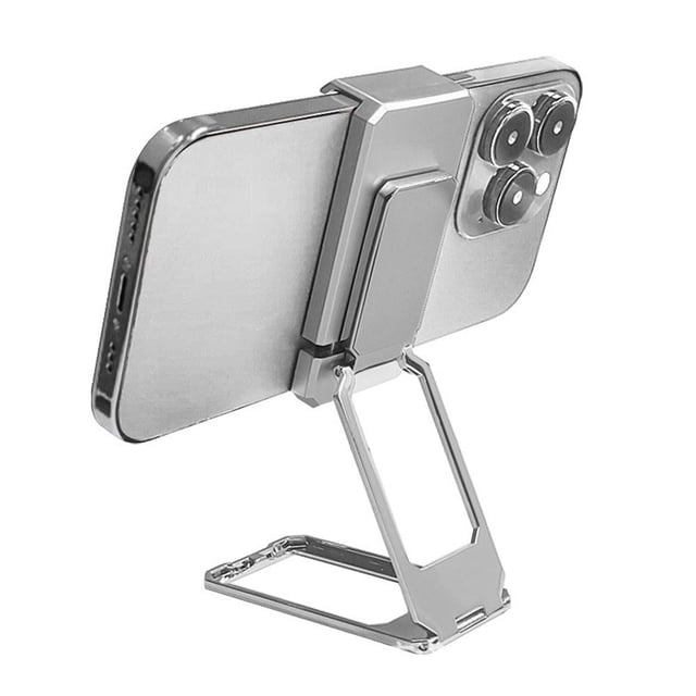 SharkTRUE Telescopic Metal Phone Stand: Anodized, Adjustable Height & Angle, No-Stick Design