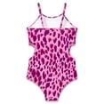 thumbnail image 2 of Serdomi Stylish Purple Leopard Cut Out One Piece Bathing Suit Swimsuit for Teen Girls Size 16, 2 of 7