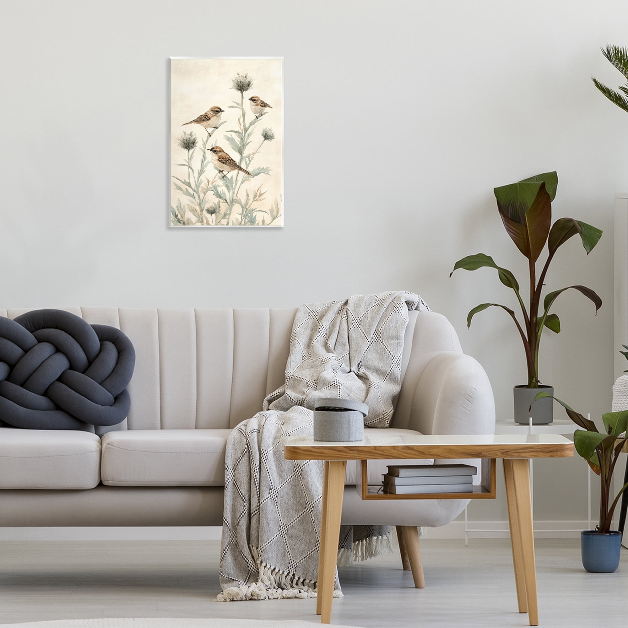 Stupell Industries Sparrows on Thistle Stems Wall Plaque Art, design by Petal Prints Design