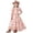 Pink, variant on Kids Girls Puff Sleeve Floral Chiffon Dress, Square Neck Tiered Ruffle Trim Casual Long Dress, for Formal Events, Vacations & Photoshoots Pink 9-10 Years