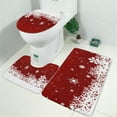 thumbnail image 2 of Red Christmas Snowflake Pattern Bathroom Rugs Sets 3 Piece,Toilet Cover Set,Absorbent Non Slip Bathroom Mats Sets with U-Shaped Contour Rug Toilet Rug Set, 2 of 5