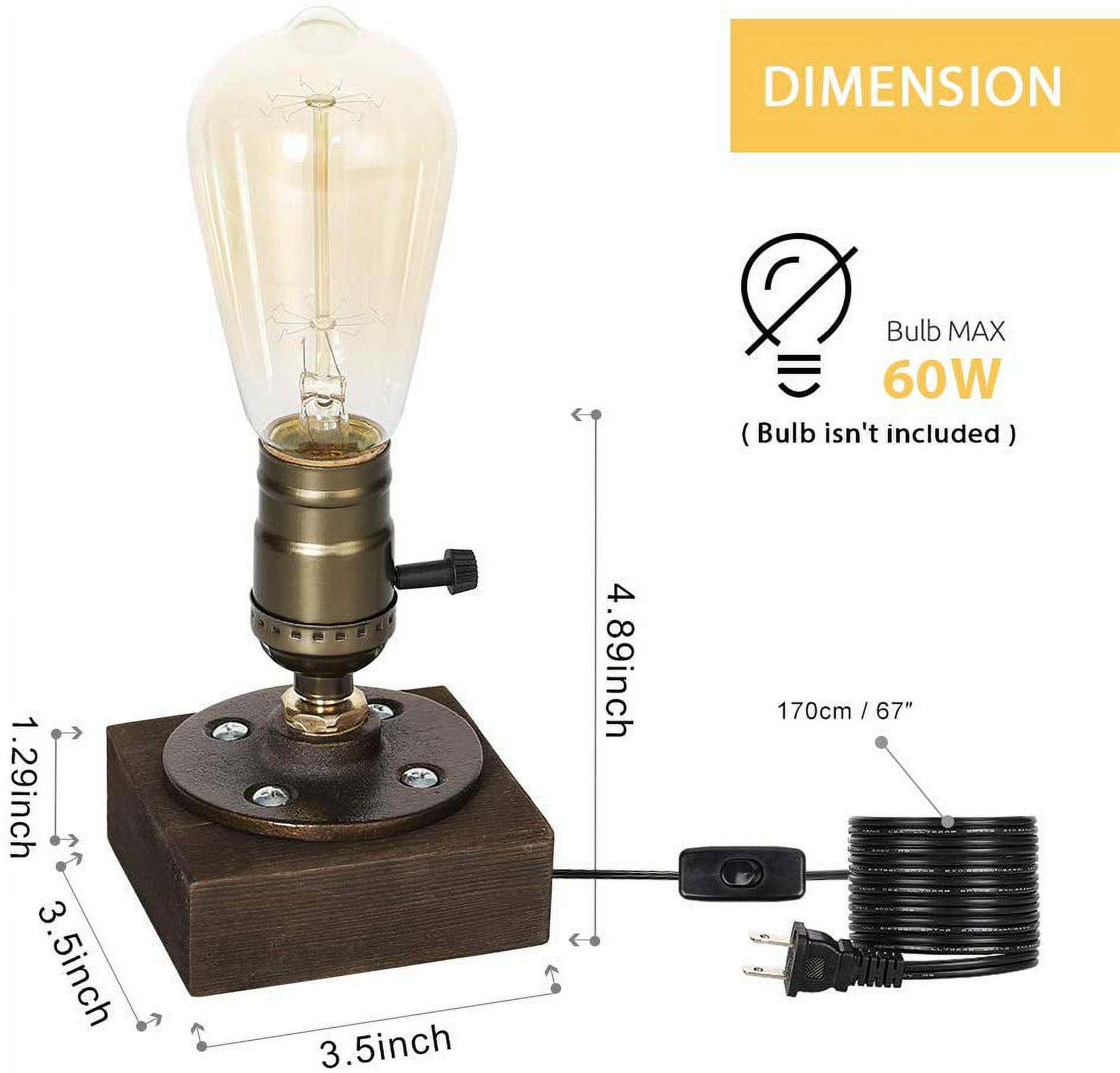 Vintage Lamp - Antique E26 Edison Bulb Industrial Desk Lamp, Minimalist Loft Style Accent (Bulb Not Included)