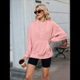 thumbnail image 4 of Sudadera de Algodón con Forro y Media Cremallera para Mujer, Cálida, de Invierno, con Bolsillo para el Pulgar Rosa XXL, 4 of 10