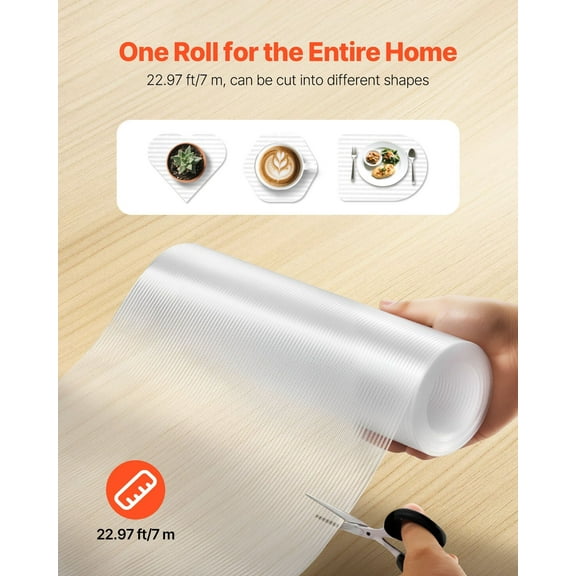 Kitchen Cabinet Liner Non-Adhesive, 23 Feet Clear Plastic Drawer & Shelf Liner Mat