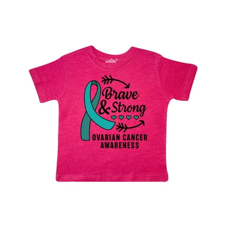 

Inktastic Ovarian Cancer Awareness Brave and Strong with Arrows Gift Toddler Boy or Toddler Girl T-Shirt