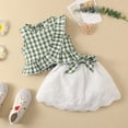 thumbnail image 2 of LAPAKIDS 6 Months Baby Girl Summer Clothes 9 Months Sleeveless Ruffle Trim Plaid Top + Bowknot Mini Skirt Toddler Girls Outfits, 2 of 5