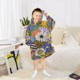 thumbnail image 6 of FORMRS Wearable Blanket Hoodie with Sleeves for Kids Cozy Flannel Sweatshirt, Blue Floral, 6 of 7