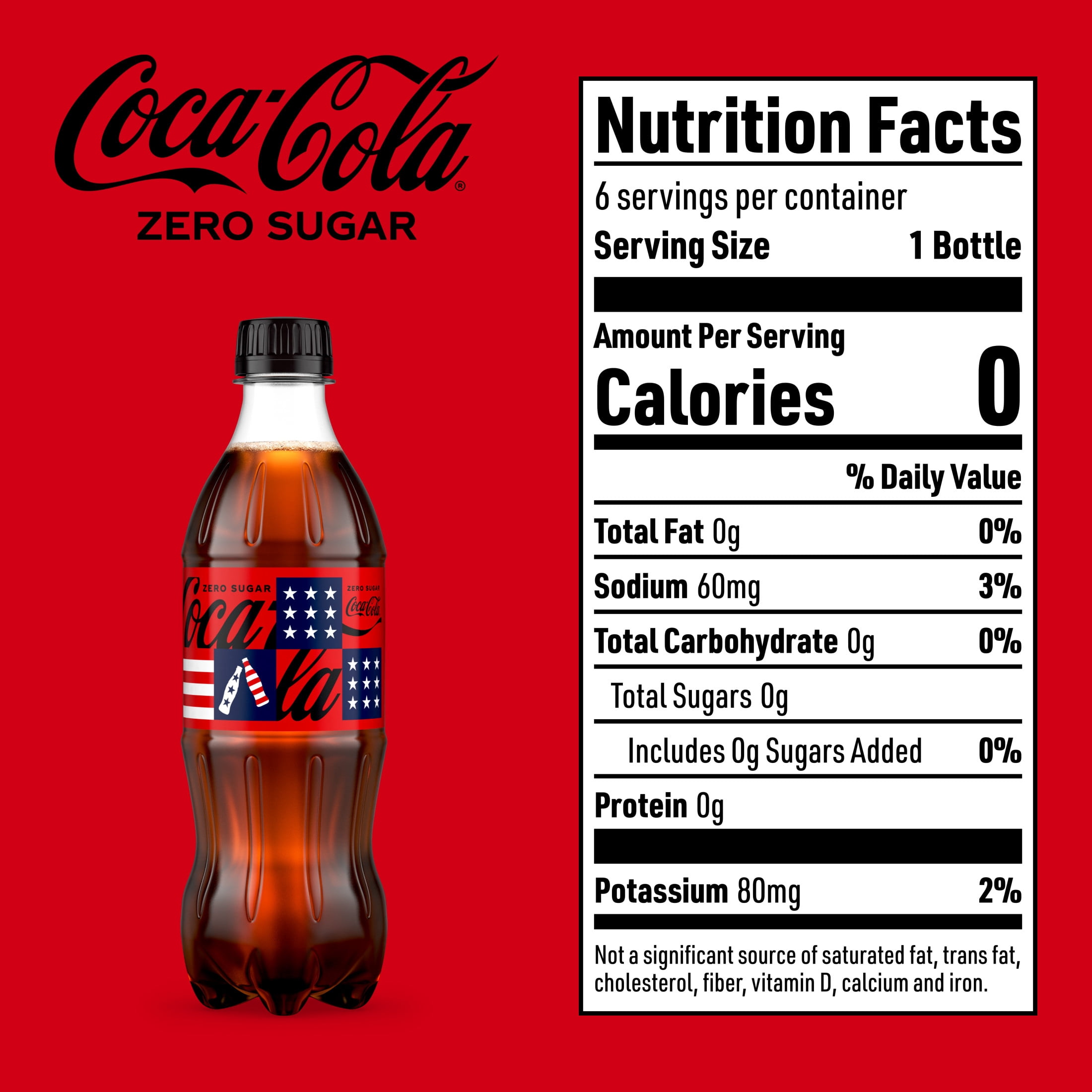 Coca-Cola Zero Sugar Soda Pop Bottles, 16.9 fl oz, 6 Pack