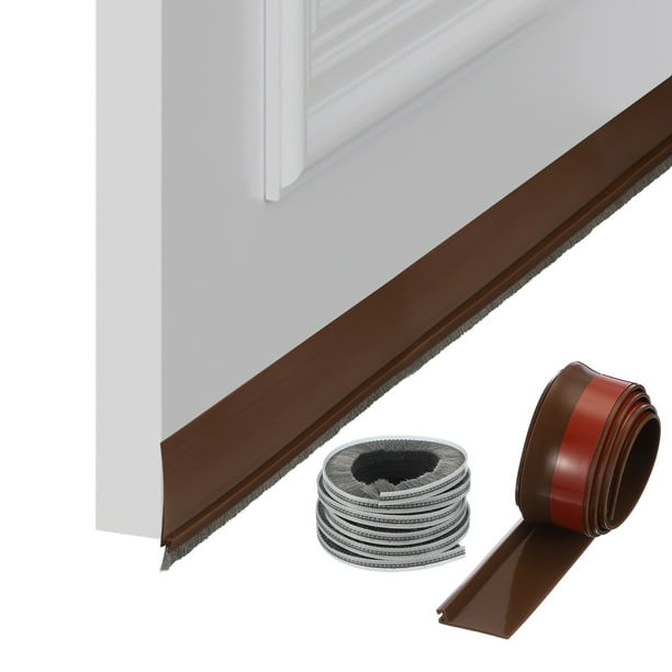 Uxcell 1 Pcs Barrido de Puerta Inferior, tira de draft adhesiva de 39 x 2 pulgadas de silicona, marrón