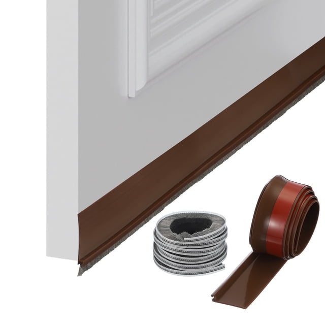 Uxcell 1 Pcs Barrido de Puerta Inferior, tira de draft adhesiva de 39 x 2 pulgadas de silicona, marrón