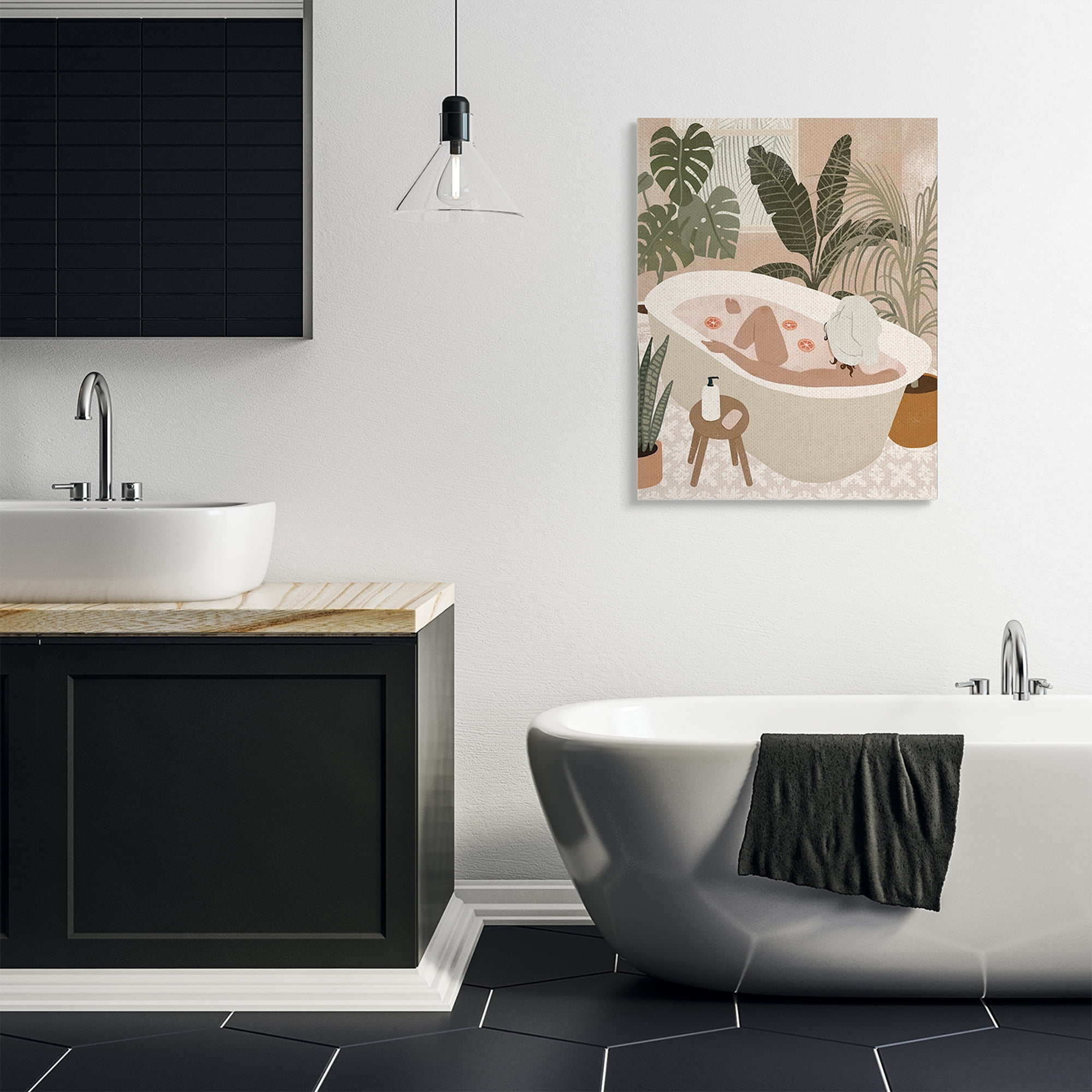 Stupell Industries Female Fruit Bath Tropical Palm Plants Canvas Wall Art, 30 x 40, Design by Victoria Barnes