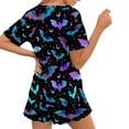 thumbnail image 2 of Jeiento Halloween Women's Short Sleeve Sleepwear Sets Soft Pajamas Lounge Set Loungewear Purple Bats Comfy Pjs Top Loose Fit Shorts Size S, 2 of 7