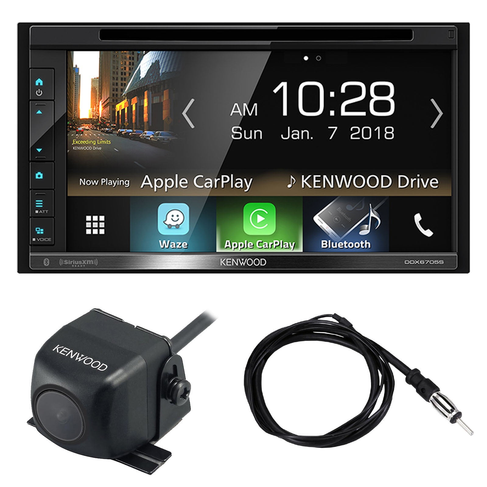 Kenwood Ddx6705s 6 8 Inch Touchscreen Double Din Cd Dvd Player Car Stereo Receiver Bundle Combo With Rearview Wide Angle View Parking Backup Camera Enrock 40 Am Fm Radio Antenna Walmart Com Walmart Com