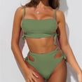 thumbnail image 2 of Sngxgn Women Swimsuit Bikini Set Two Piece Bathing Suit Strappy Side with Spaghetti Straps(Green,XS), 2 of 5