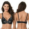 thumbnail image 3 of Curve Muse Women’s Plus Size Underwire Add 1+ Cup Push Up Mesh Lace Bra-2PK-Pom Pien Red,Black-36DD, 3 of 6