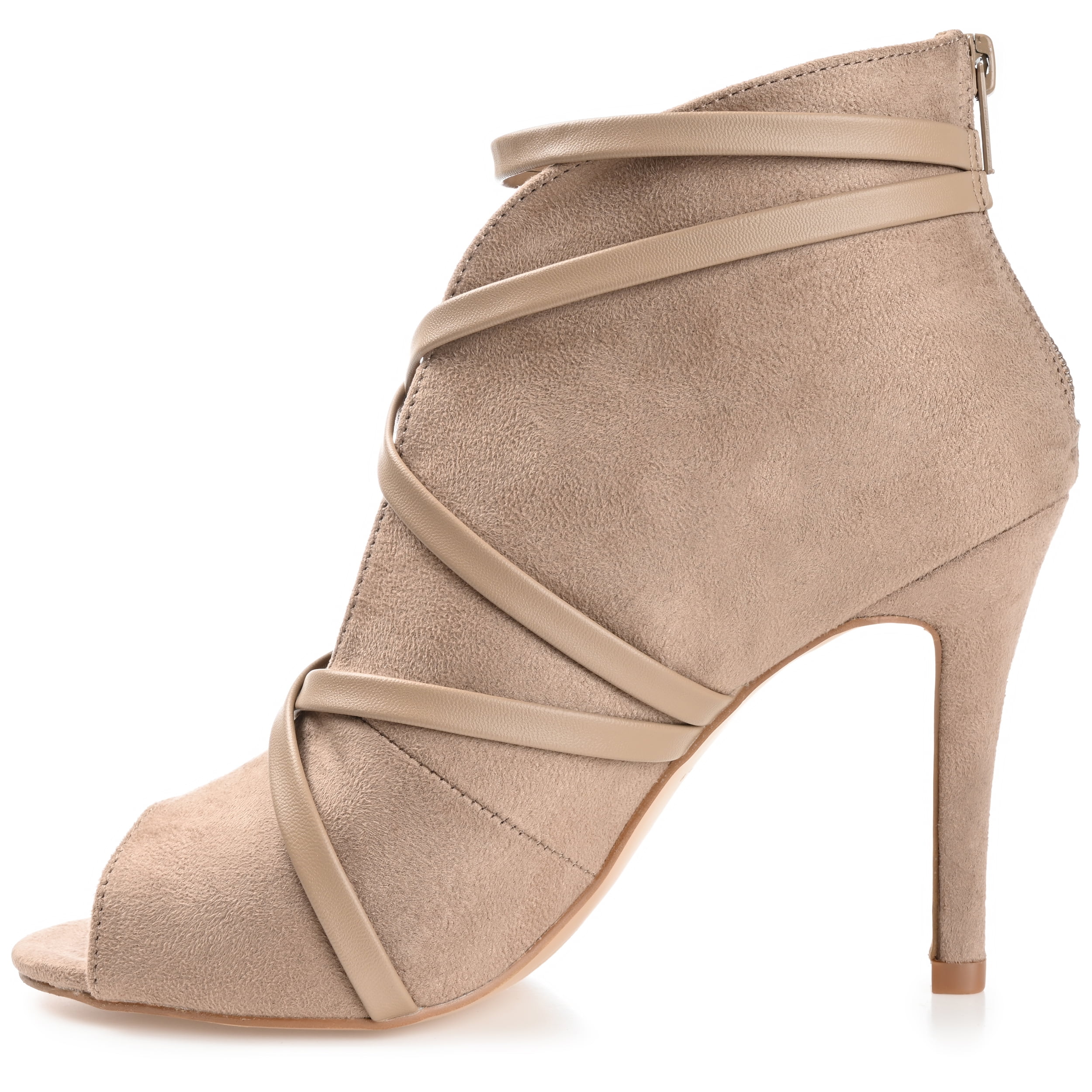 Journee Womens Samara Back Heel Zip Peep Toe Stiletto Booties, Widths Available