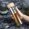 thumbnail image 5 of DSHTea bottle with strainer 450 ml, double-walled tea maker glass, insulated, tea glass bottle, tea bottle drinking bottle, thermos bottle glass, tea mug to go, teapot glass with bamboo lid, 5 of 8