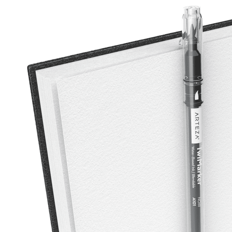 SEAWHITE A5 Sketchbook Black Poplin Cover, Metal spiral Spine 50 x 150gsm  Paper