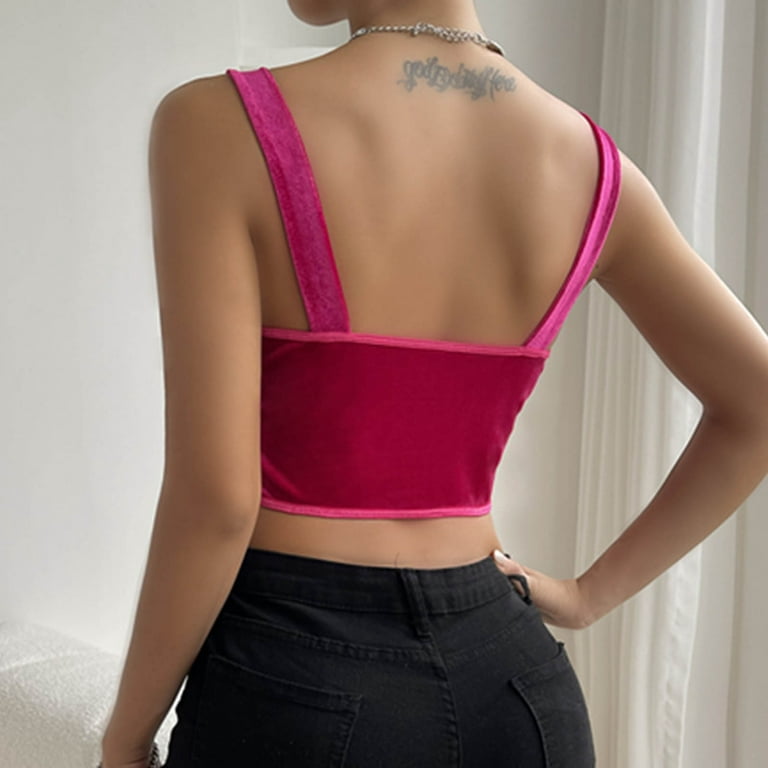 Olyvenn Women's Summer Crop Sexy Tight Tops Bra Strap Body Suits