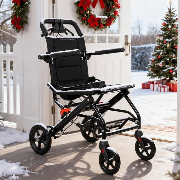 Yifeus Foldable Transport Wheelchair, Lightweight Portable Chairs for Adults, Honeycomb Wheels, Rear Wheels, (220lbs Capacity)
