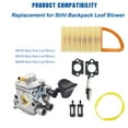 thumbnail image 6 of Carburetor Kit Fits C1Q-S183 4282-120-0606 4282-120-0607 4282-120-0608 for BR500 BR550 BR600 Backpack Blower, ZAMA C1Q-S183 Carb with Air Filter Fuel, 6 of 7