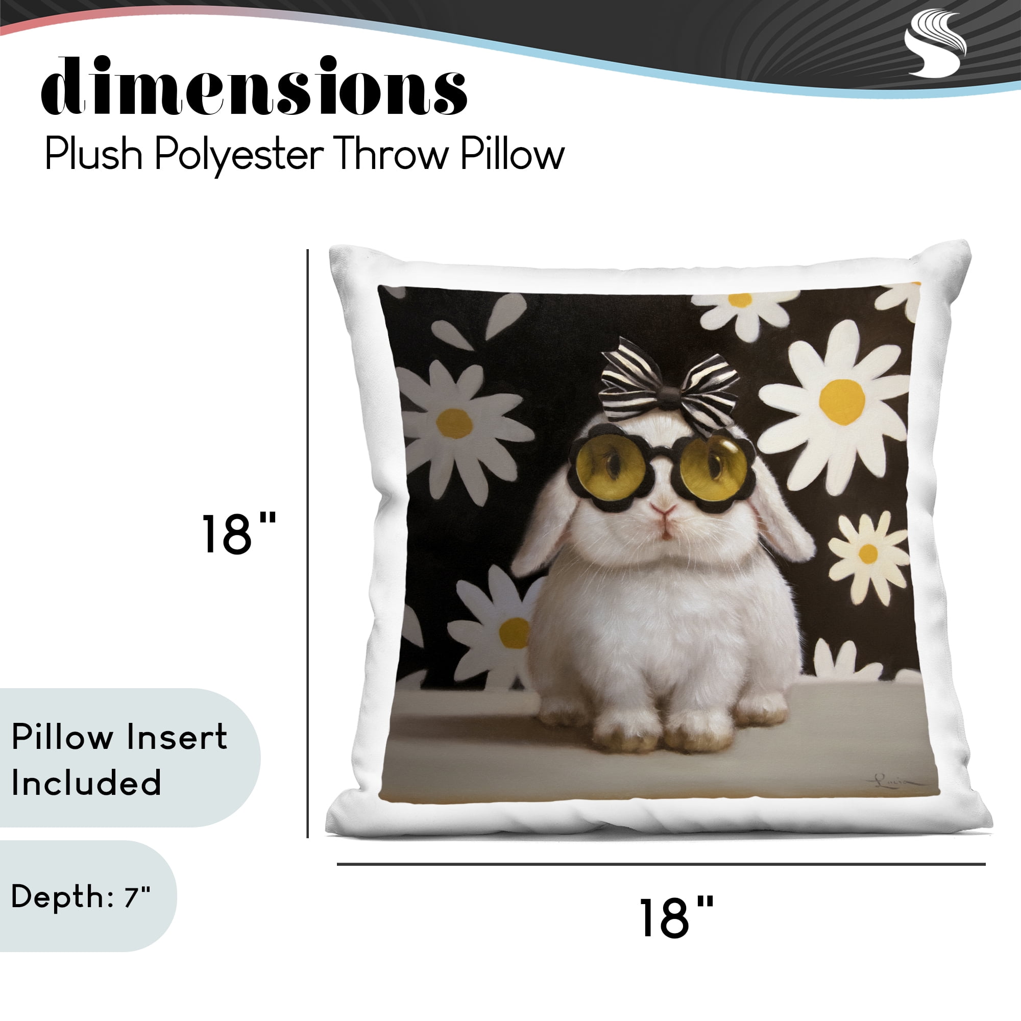 Stupell Industries Boopsie Daisy Bunny Decorative Printed Throw Pillow, design by Lucia Heffernan