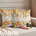 thumbnail image 2 of Orange Fall Outdoor Waterproof Pillow Covers, Thanksgiving Pumpkins Weeping Maple Leaf Decorative Square Throw Pillowcase Sofa Cushion Sham for Patio/Couch/Chair, 26"x26" 2 Pack, 2 of 8