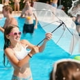 thumbnail image 5 of Zmoon White 8-Rib Long Handle Umbrella Transparent Flat Umbrella, 5 of 5
