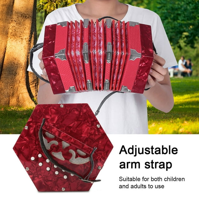 Accordéon Bouton 20 Boutons Accordéon Résistant 2 Sangles pour Enfants Amateurs de Musique Performances Adultes