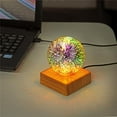 thumbnail image 3 of 3D glass night light usb power table lamp wooden base, 9 cm diameter, 3 of 8