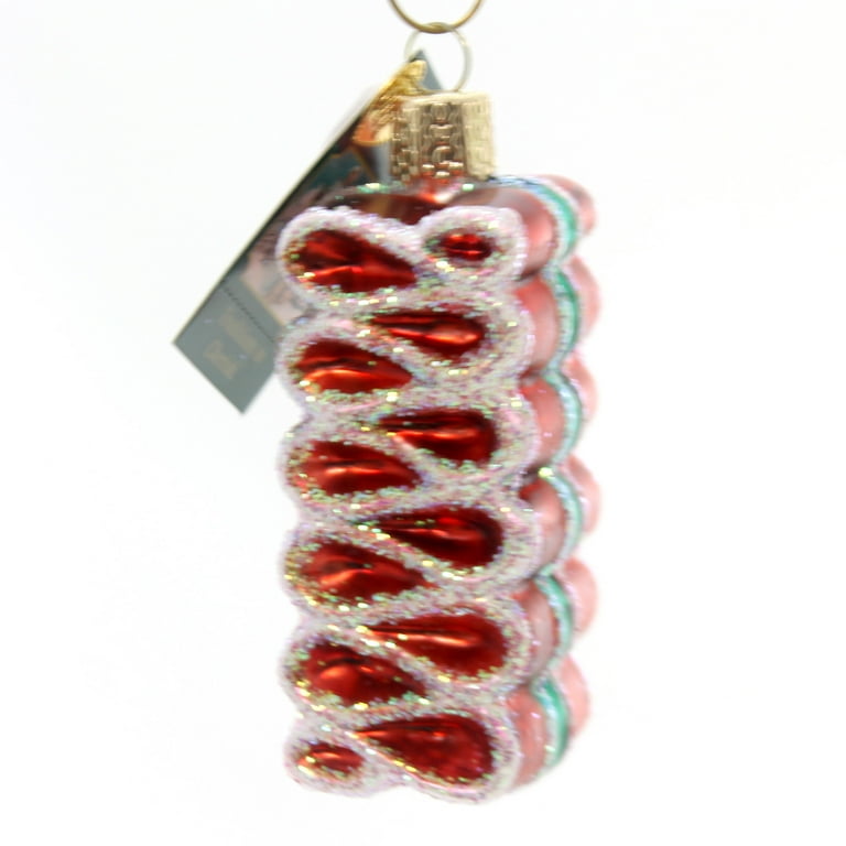 Old World Christmas Ribbon Candy Glass Ornament Sweets Food 36055 Red