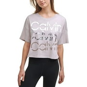 $39.50 Calvin Klein Women's Short Sleeve Rolled Cuff Cropped Top, Pink, XXL