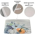 thumbnail image 3 of Fall Blue Orange Grey Pumpkin Kitchen Dish Drying Mat for Kitchen Counter 16x18 Inch Autumn Teal Flowers Drying Mat Thanksgiving Harvest Dish Drainer Mat Super Absorbent Dish Rack Pad for Coffee Bar, 3 of 5