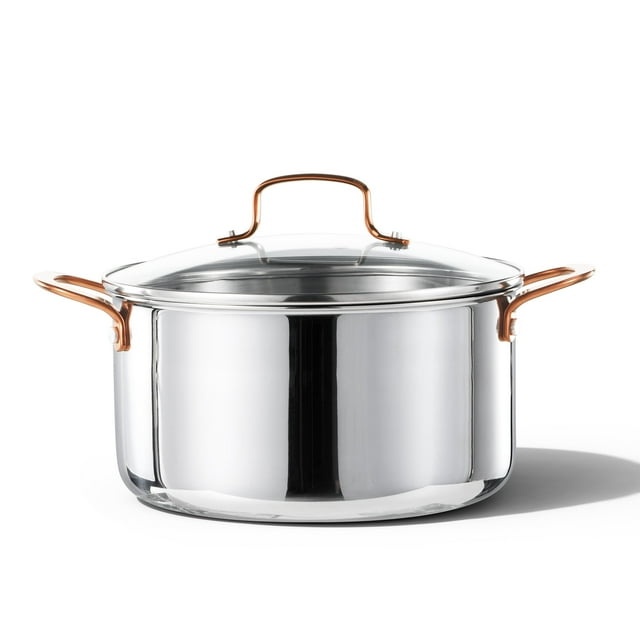 Carote Sopa de Acero Inoxidable de Tres Capas de 8 Cuartos Pots con Tapa, Olla sin Recubrimiento, Olla de Cocción Duradera por Inducción