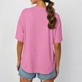 thumbnail image 3 of NAMTYQX Short Sleeve Blouses for Women Airoft Plus Size O-Neck Short Sleeve Light Baggy Gemustertes Graphic Cute Summer Blouses for Women 2025 Pink Size M, 3 of 4