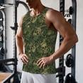 thumbnail image 5 of Gukieu Green Camouflage Skull Print Men's Quick Dry Fitness Vest, Round Neck Sleeveless Fitness Bodybuilding Top-Large, 5 of 7