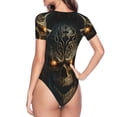 thumbnail image 3 of Uemuo Metal Evil Skull Pattern Women's One Piece Short Sleeve Swimsuit Rash Guard Surfing Modest Quick-drying Swimsuit Beach Essentials-, 3 of 9
