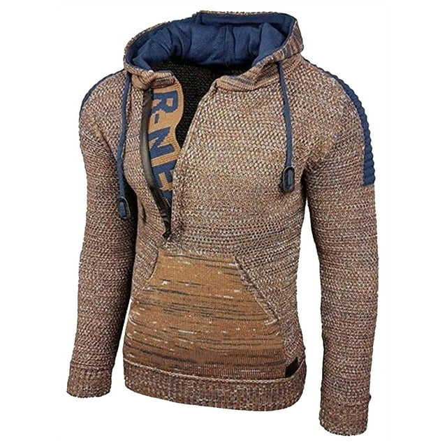Chandail pour Hommes Chandail à Capuche Chandail en Molleton à Manches Longues Veste Tricotée