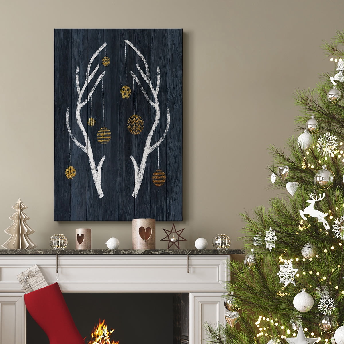 Antlers & Ornaments- Gallery Wrapped Canvas