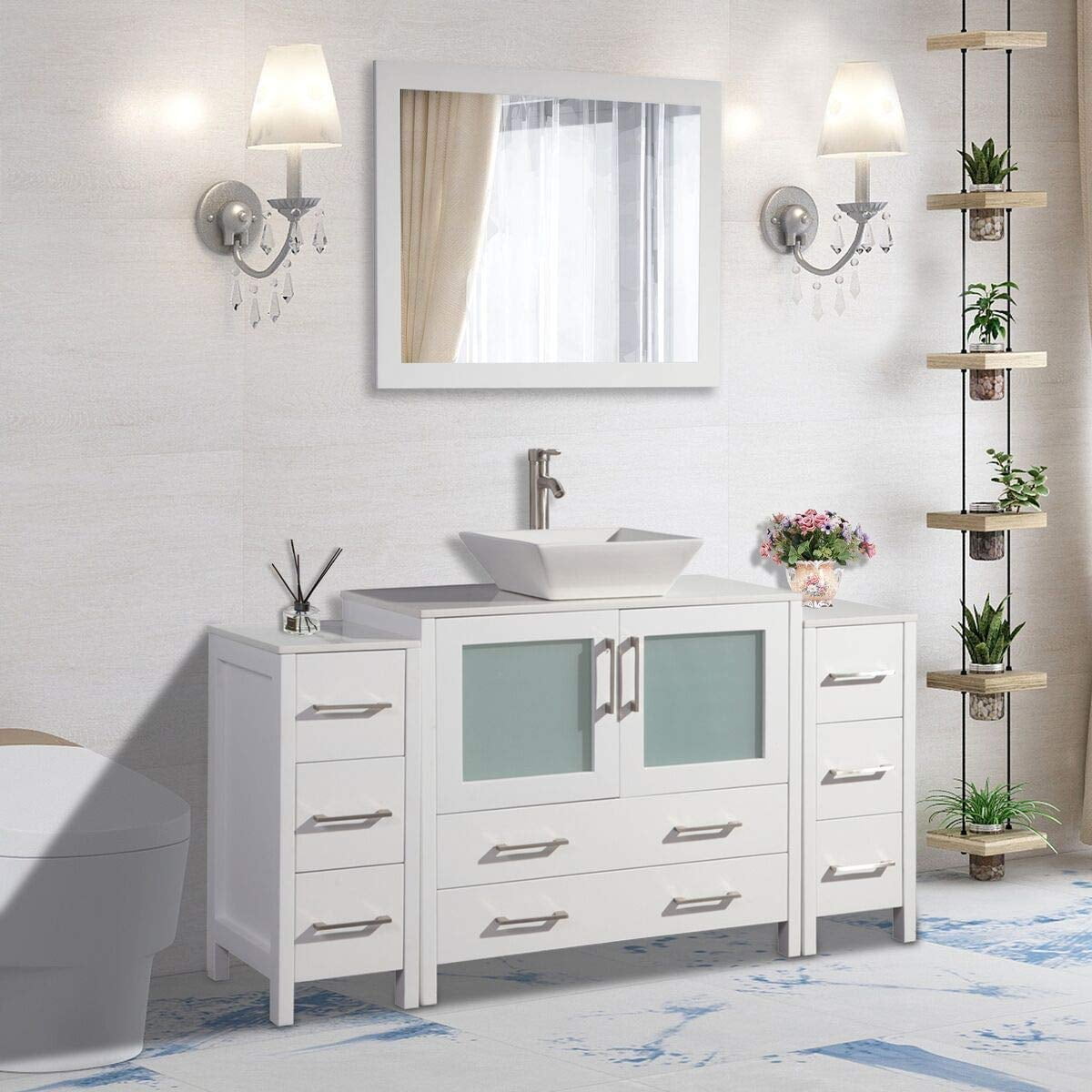 Vanity Art 60" Single Sink Bathroom Vanity Combo Set 8 ...